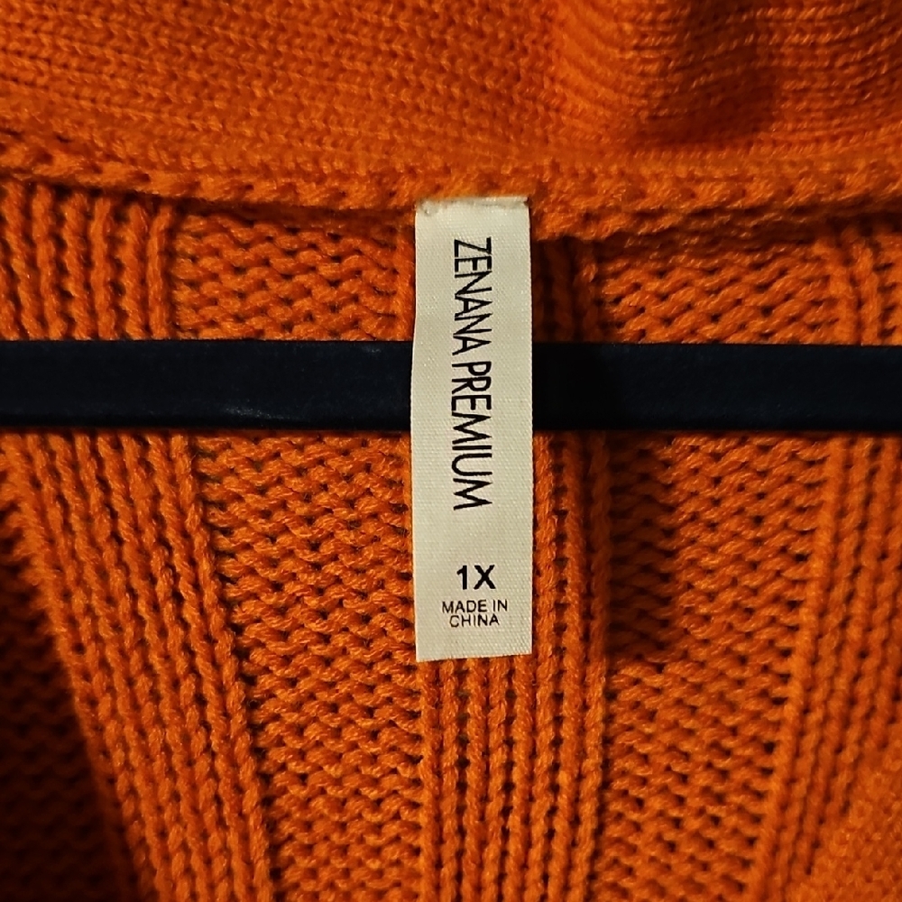 Zenana Outfitters Orange Cable Knit Cardigan - Picture 2 of 4
